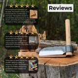 Hand-forged splitting froe with 15.5 cm carbon steel blade and ash wood handle