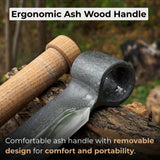 Hand-forged splitting froe with 15.5 cm carbon steel blade and ash wood handle