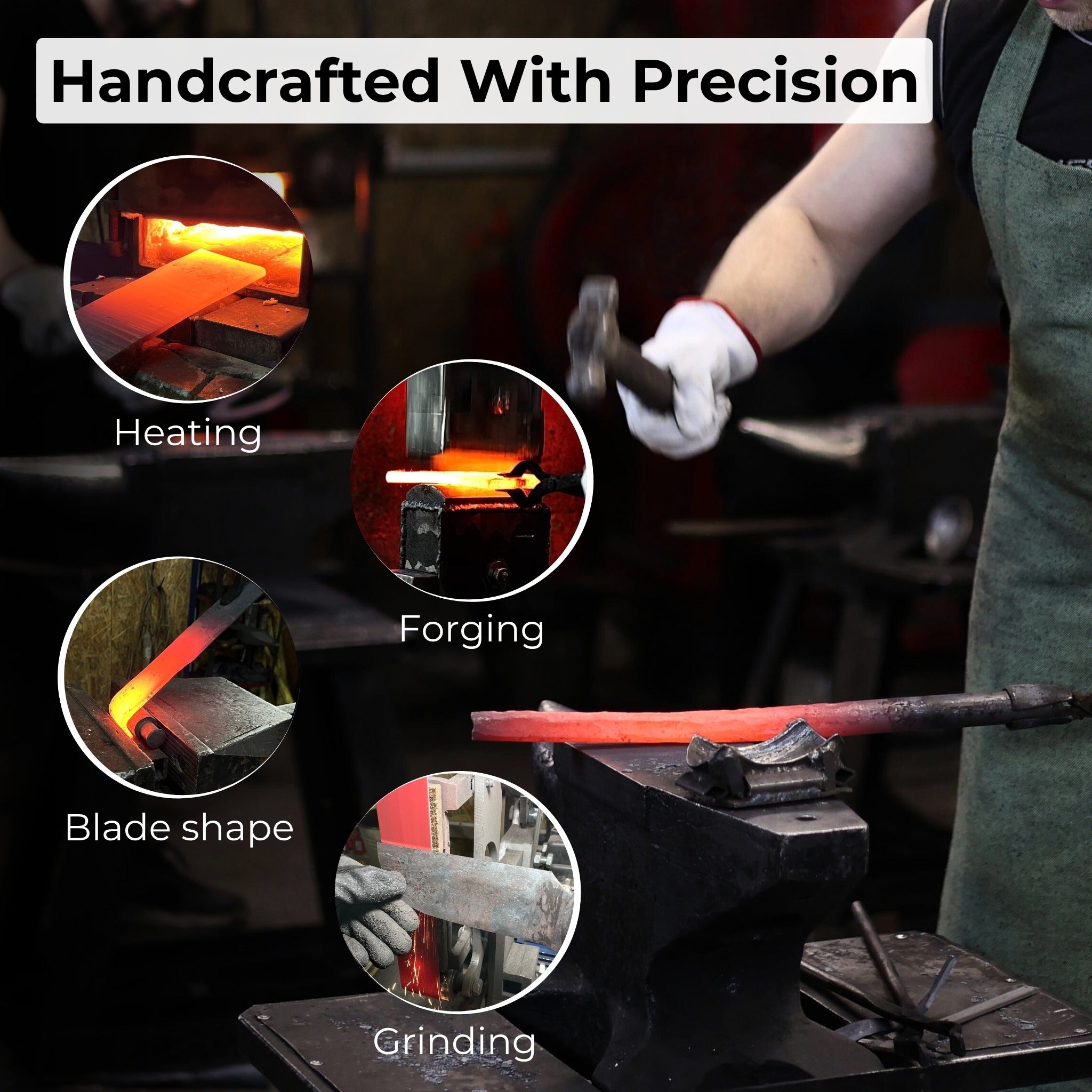 Hand-forged splitting froe with 15.5 cm carbon steel blade and ash wood handle