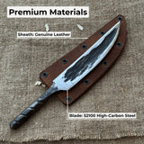 Hand-forged Yakut blade with leather sheath, 10 cm, by Sharky Forged Steel Tools
