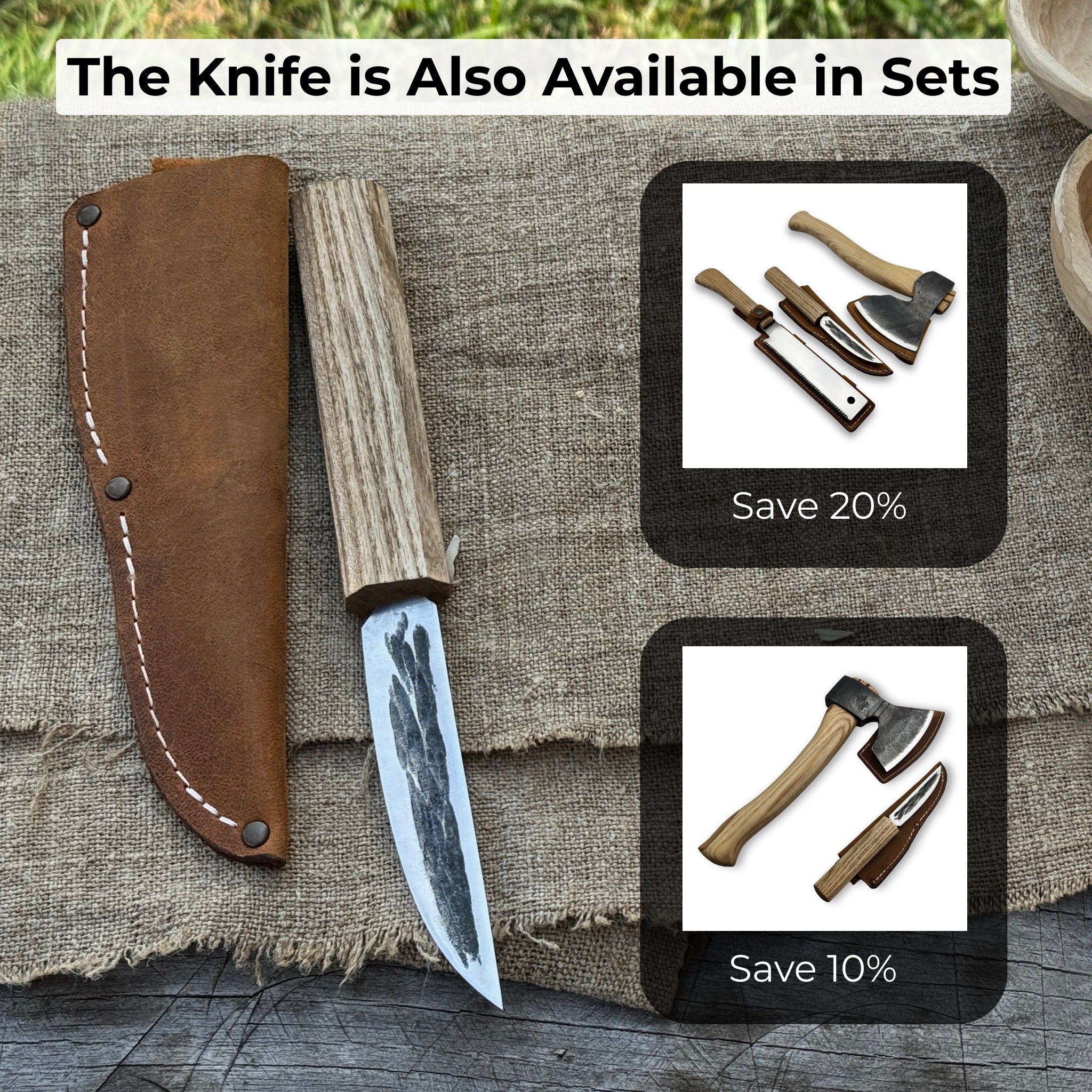 Hand-forged Yakut knife with 9.5 cm blade and leather sheath by Sharky Forged Steel Tools