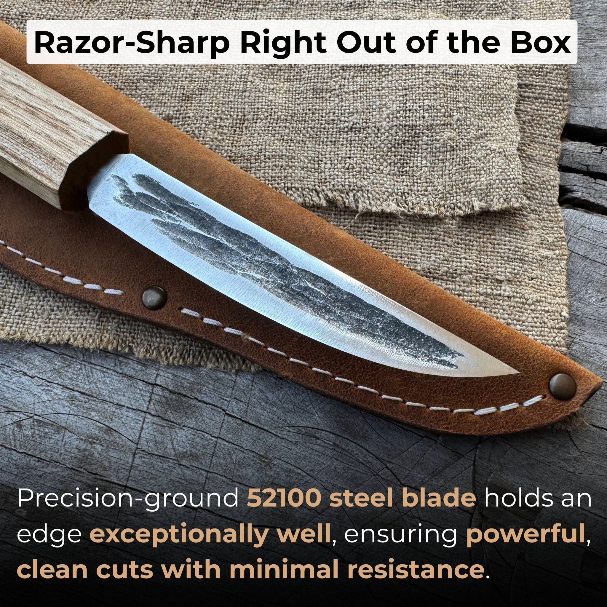 Hand-forged Yakut knife with 9.5 cm blade and leather sheath by Sharky Forged Steel Tools