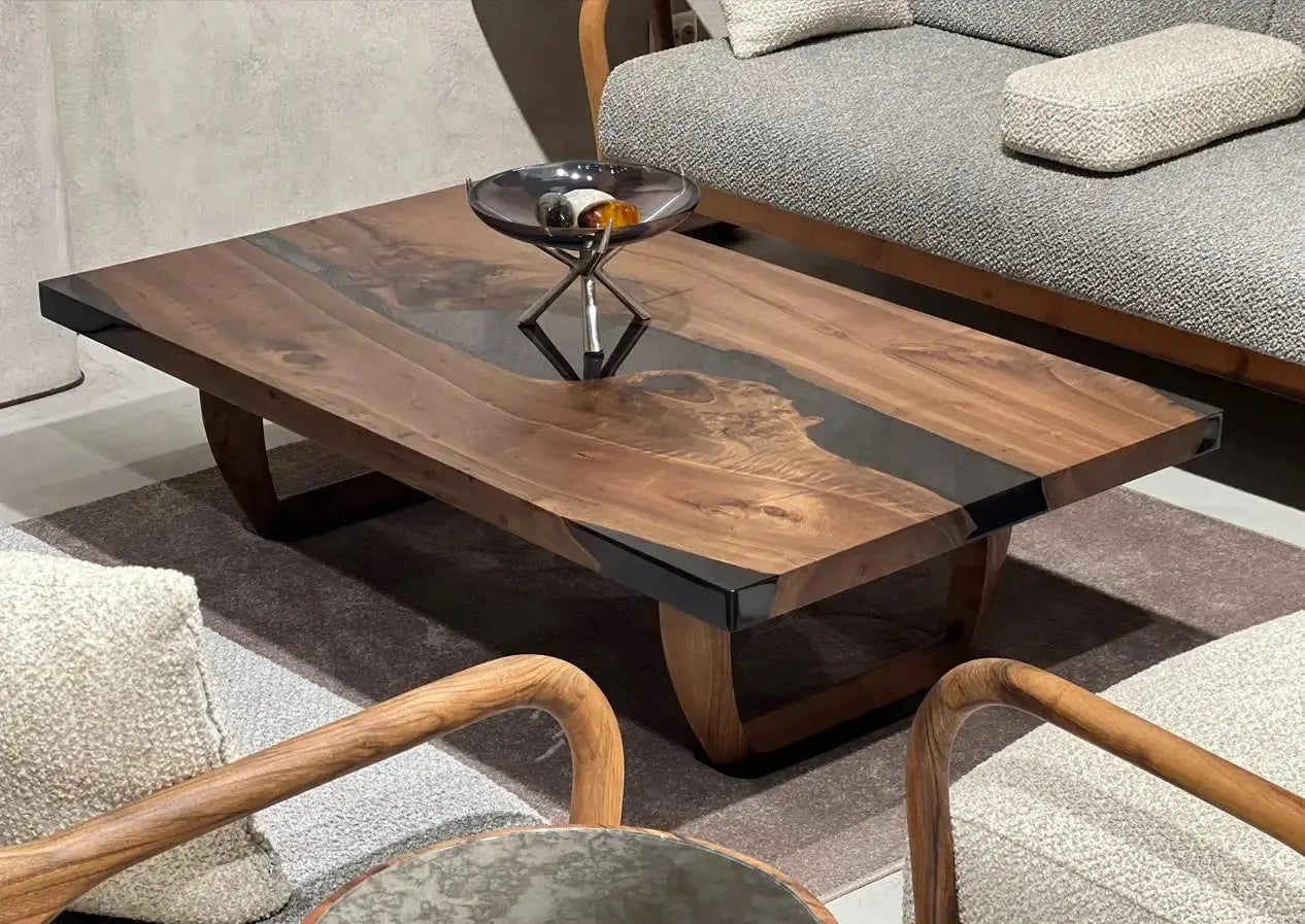 Resin Coffee Table With Walnut Legs by Gizz - product image 2 for Resin Society