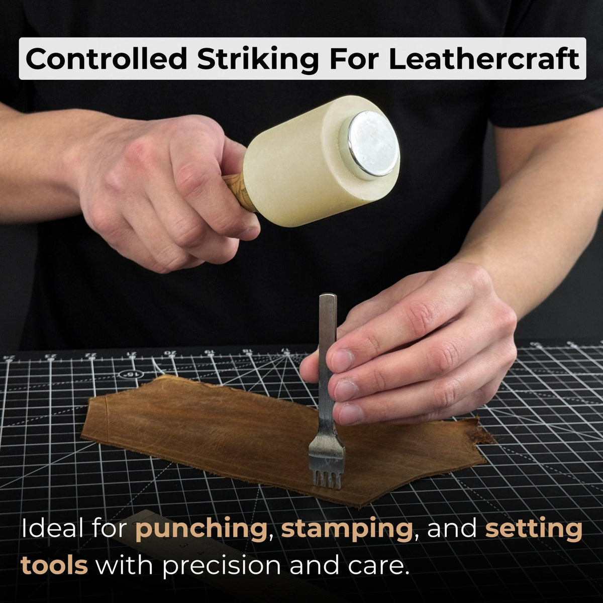 Handmade mallet with nylon head and ash wood handle by Sharky Forged Steel Tools