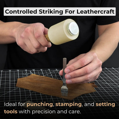Handmade mallet with nylon head and ash wood handle by Sharky Forged Steel Tools