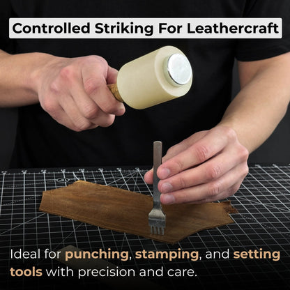 Handmade mallet with nylon head and ash wood handle by Sharky Forged Steel Tools