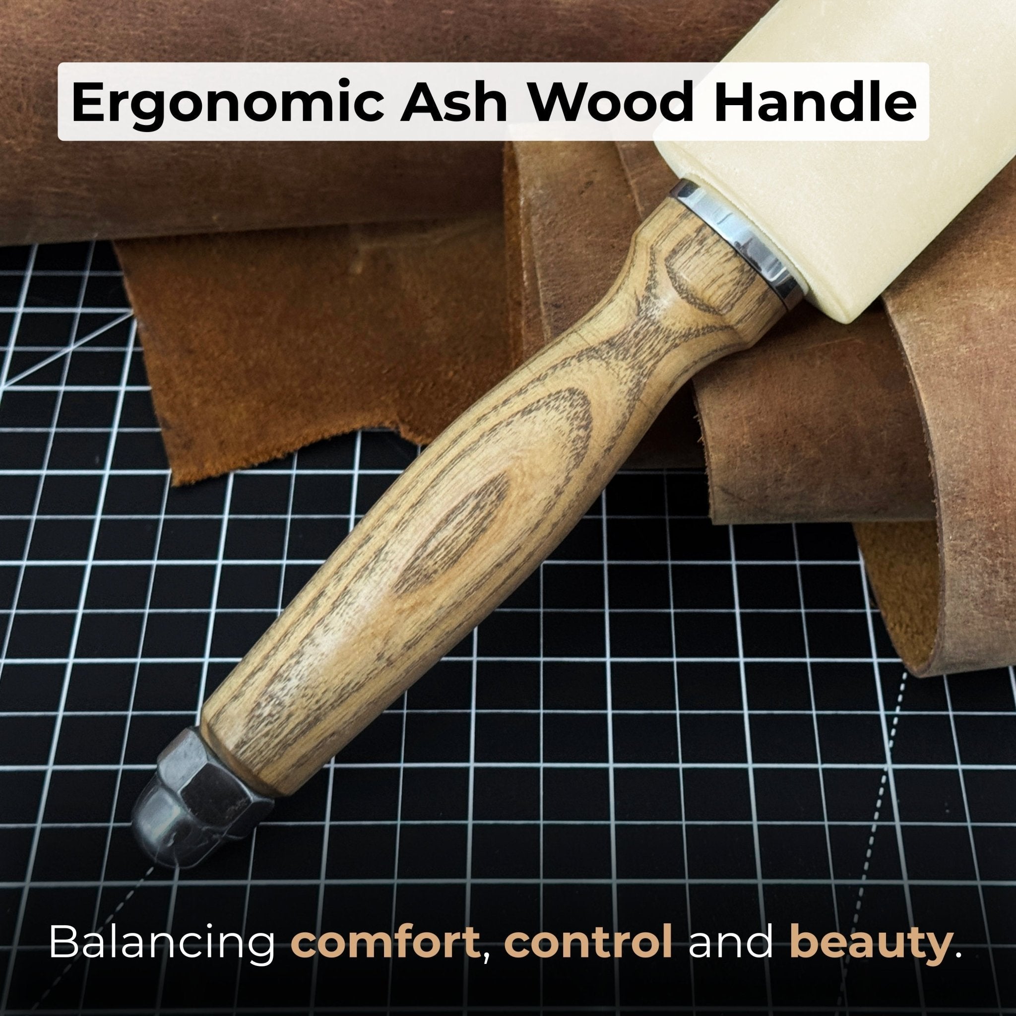 Handmade mallet with nylon head and ash wood handle by Sharky Forged Steel Tools