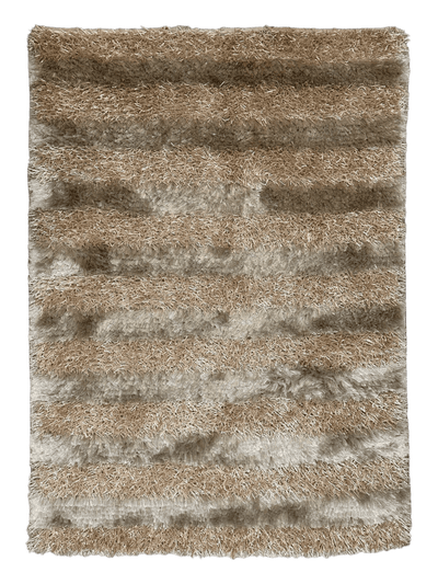 Handwoven Multi-Tone Shag Rug featuring multi-color shades of brown, gold, and black with fringed edges