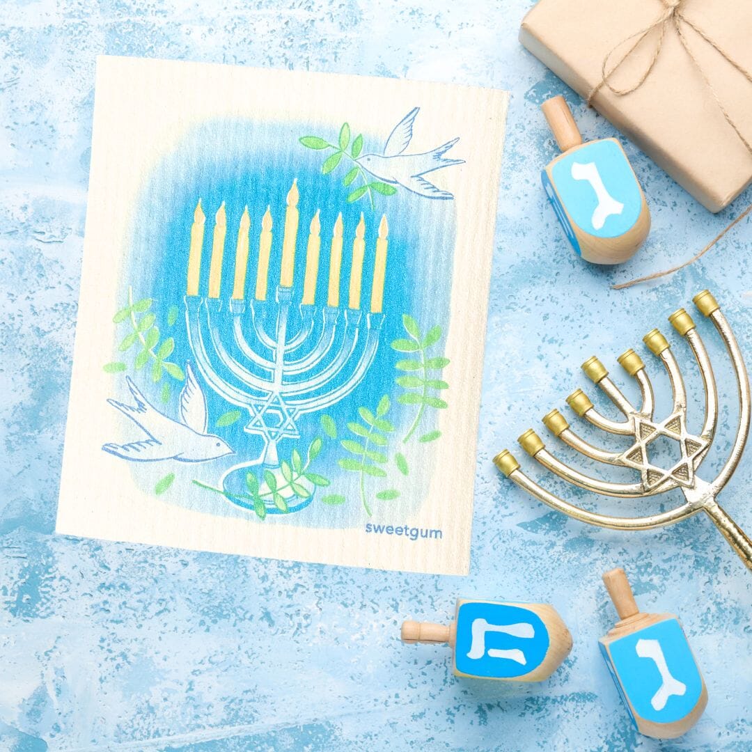 Happy Hanukkah Swedish Dishcloth by sweetgum home, LLC - main product image for Resin Society