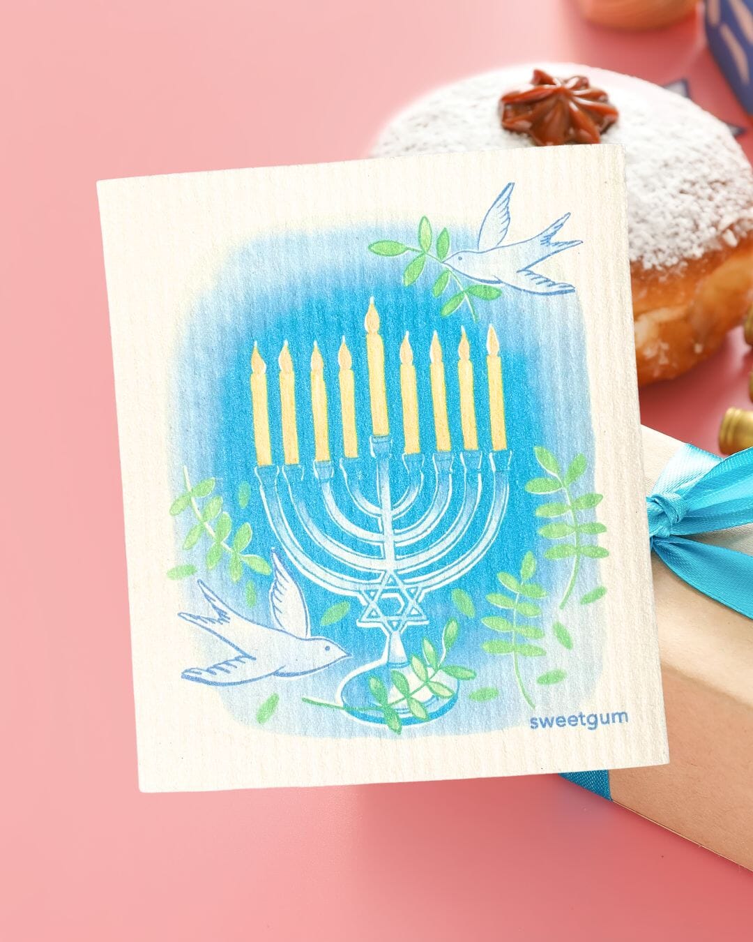 Happy Hanukkah Swedish Dishcloth by sweetgum home, LLC - product image 3 for Resin Society