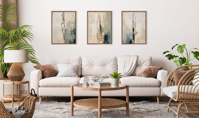 Sylvie Abstract Tall Cactus Muted Colors Framed Canvas Art Set by The Creative Bunch Studio