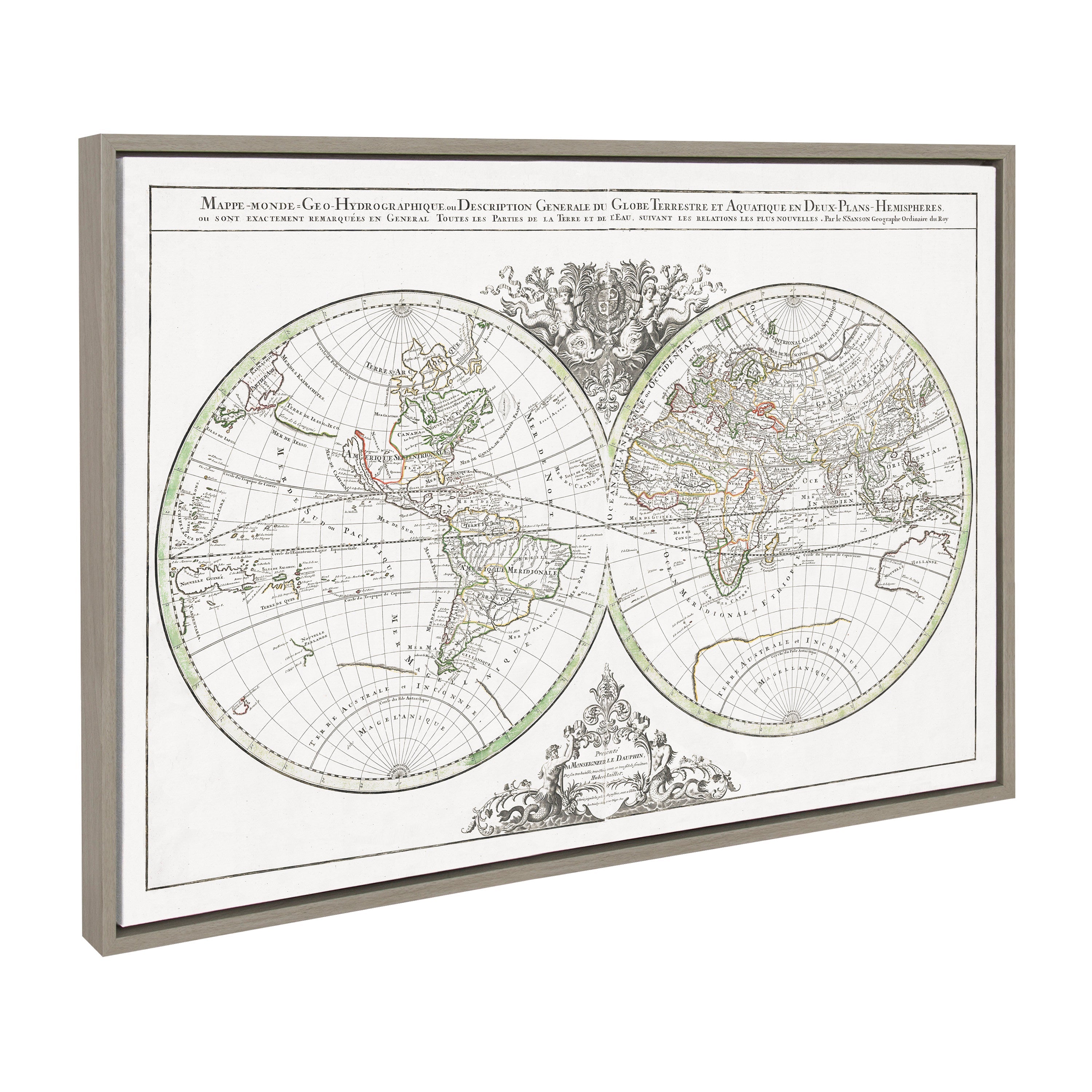 Sylvie Vintage World Map Framed Canvas by kateandlaurel - product image 2 for Resin Society