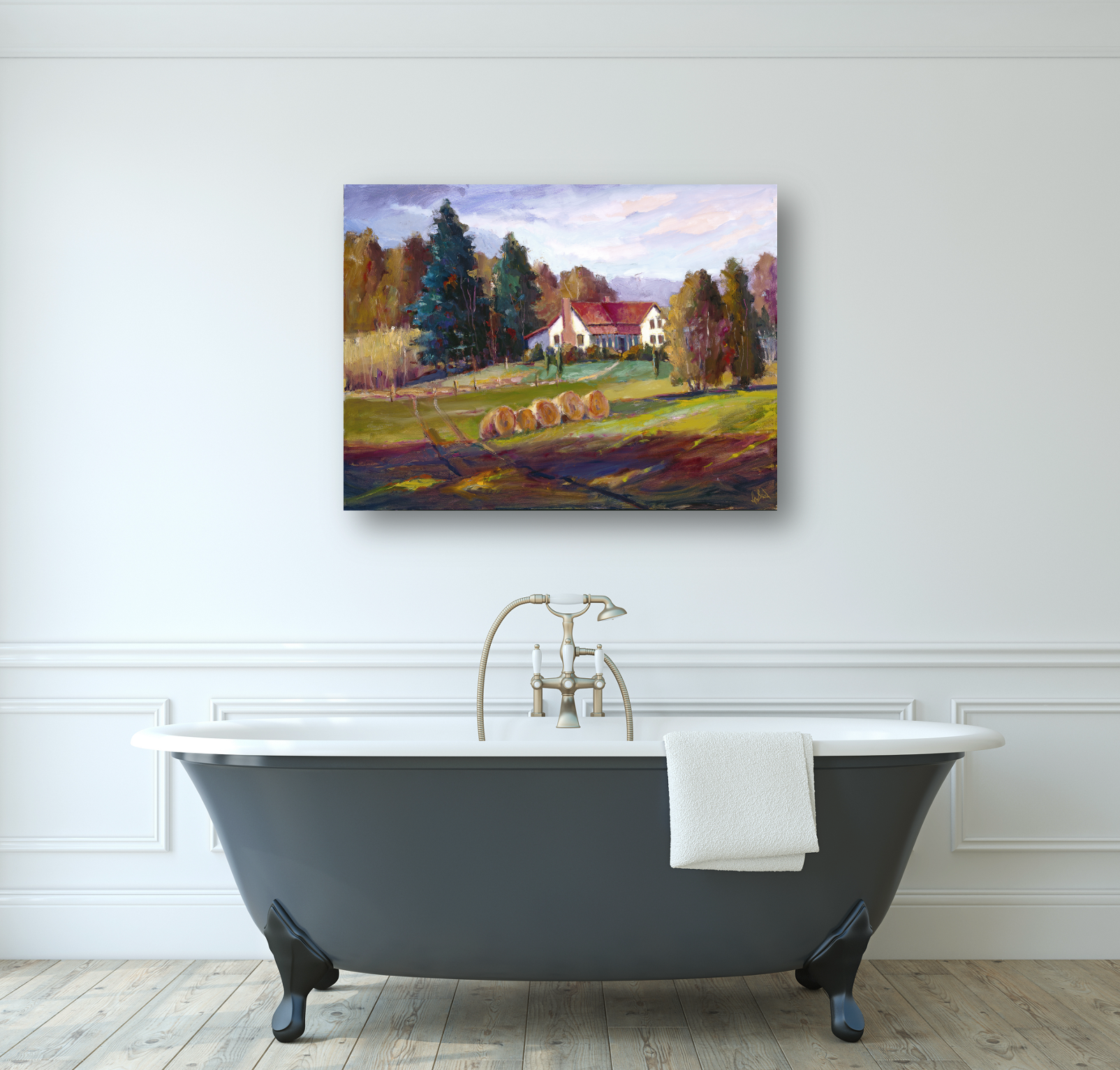 Hay Bales Artist Enhanced Canvas Print by John Beard Collection - product image 2 for Resin Society
