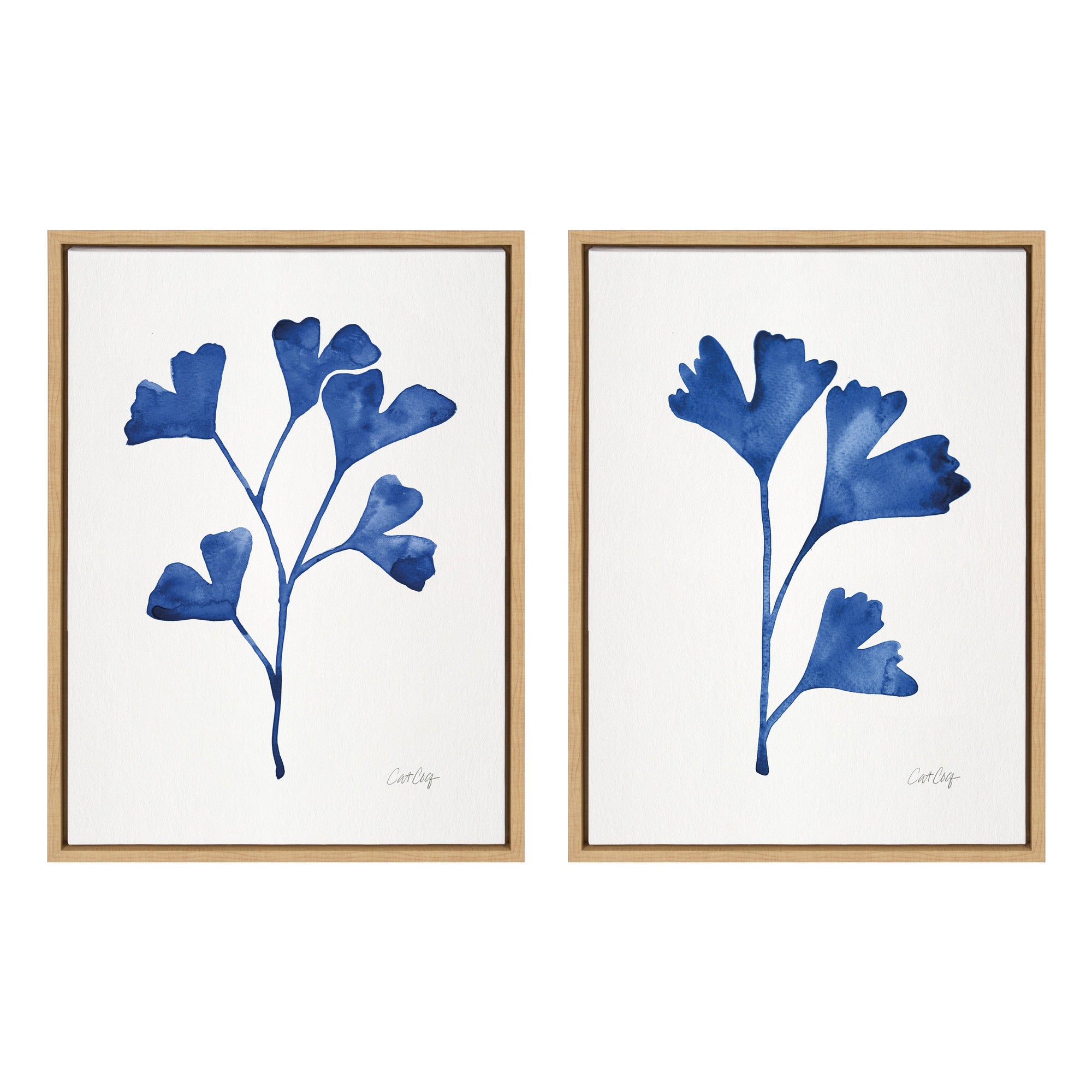 Sylvie Navy Ginkgo and Navy Ginkgo Trio Framed Canvas by kateandlaurel - product image 9 for Resin Society