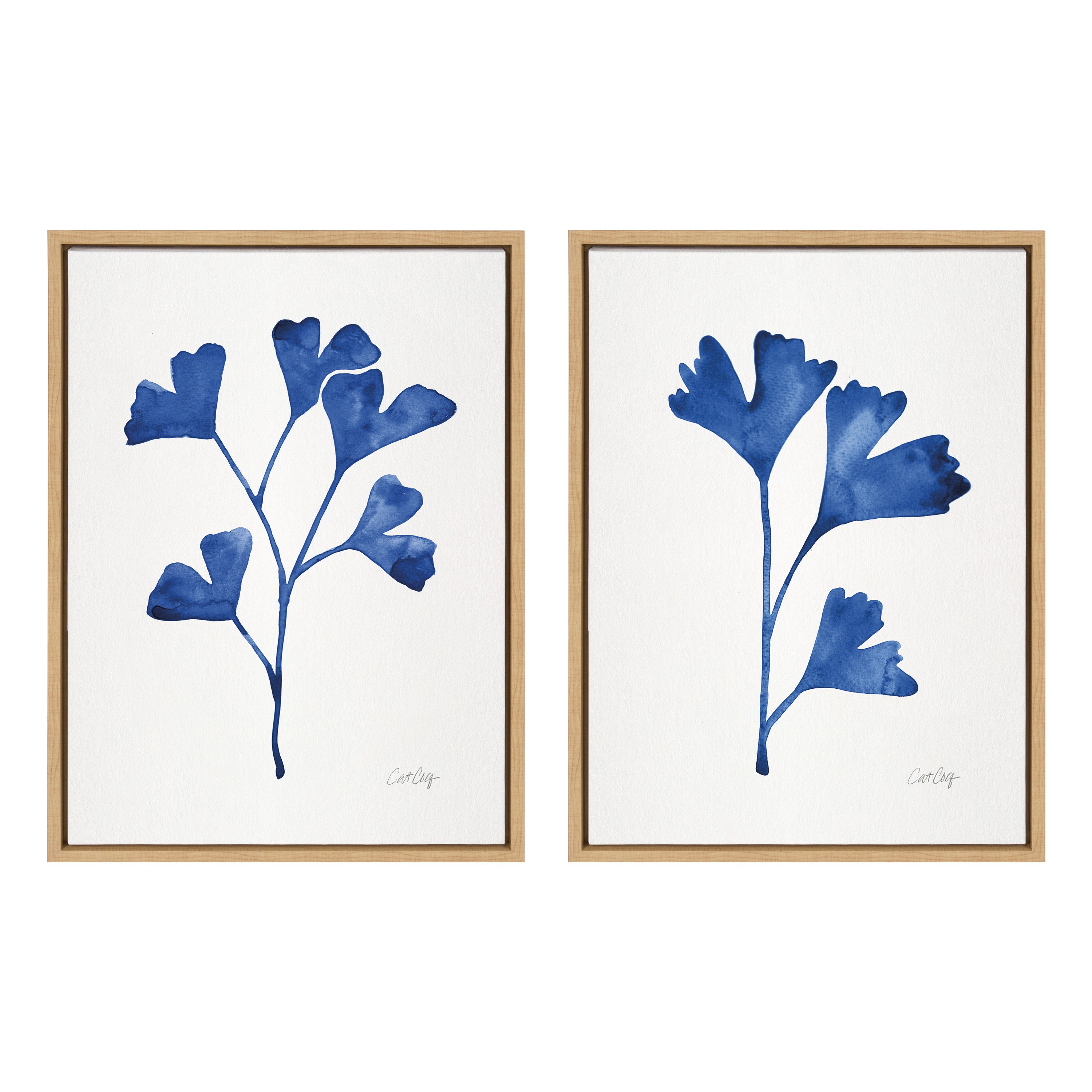 Sylvie Navy Ginkgo and Navy Ginkgo Trio Framed Canvas by kateandlaurel - product image 9 for Resin Society