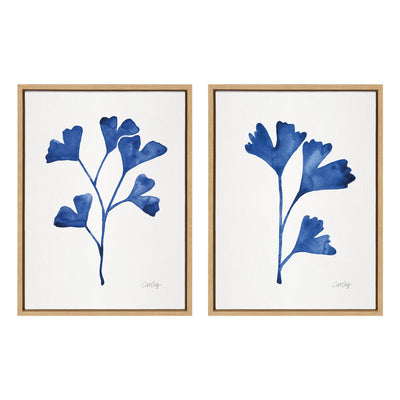 Sylvie Navy Ginkgo and Navy Ginkgo Trio Framed Canvas by kateandlaurel - product image 9 for Resin Society