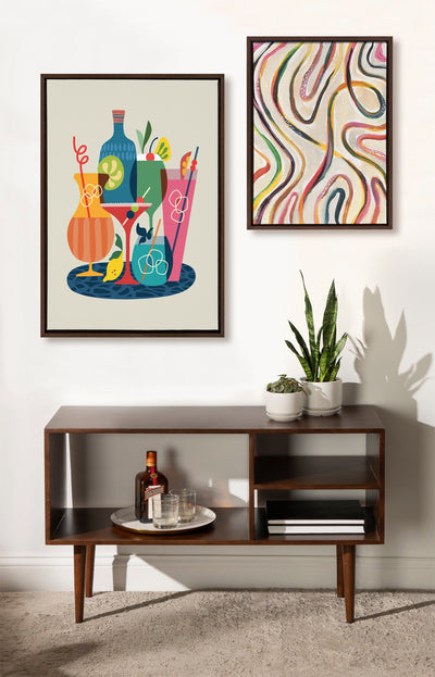 Sylvie Mid Century Modern Cocktails Framed Canvas by kateandlaurel - product image 5 for Resin Society