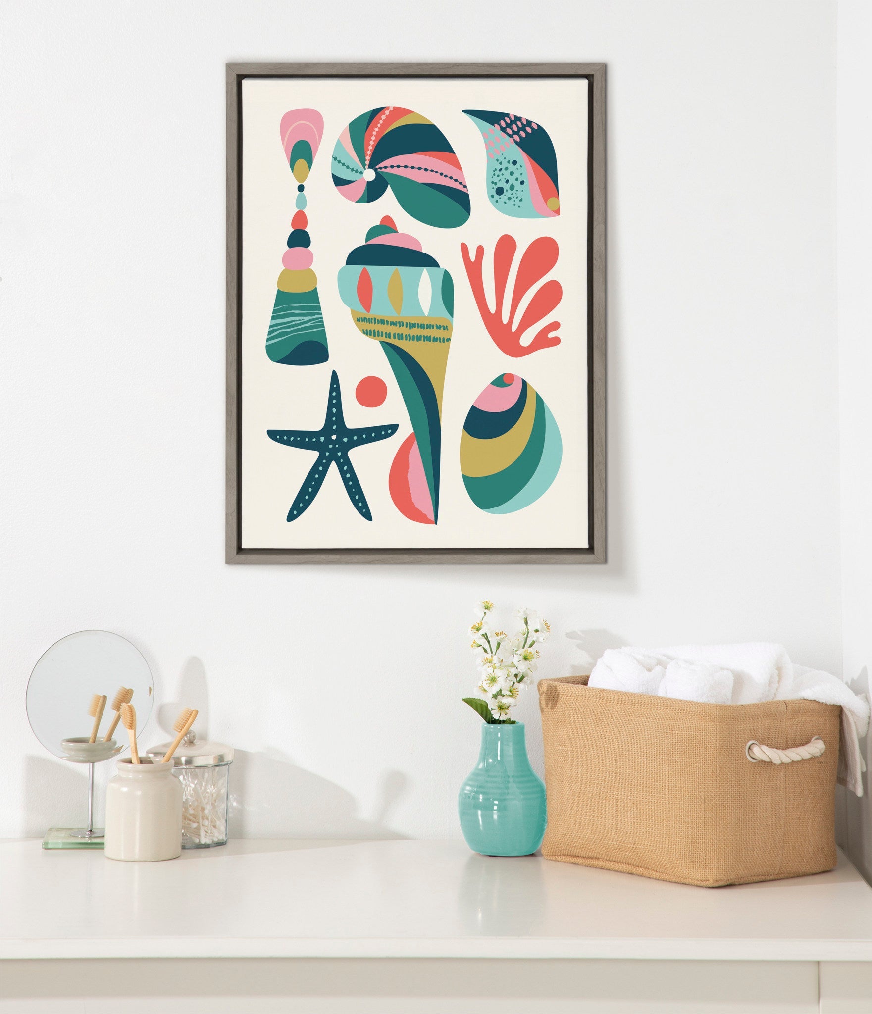 Sylvie Seashells Framed Canvas by kateandlaurel - product image 8 for Resin Society