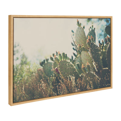 Sylvie A Desert Prickly Pear Cactus Framed Canvas by Laura Evans