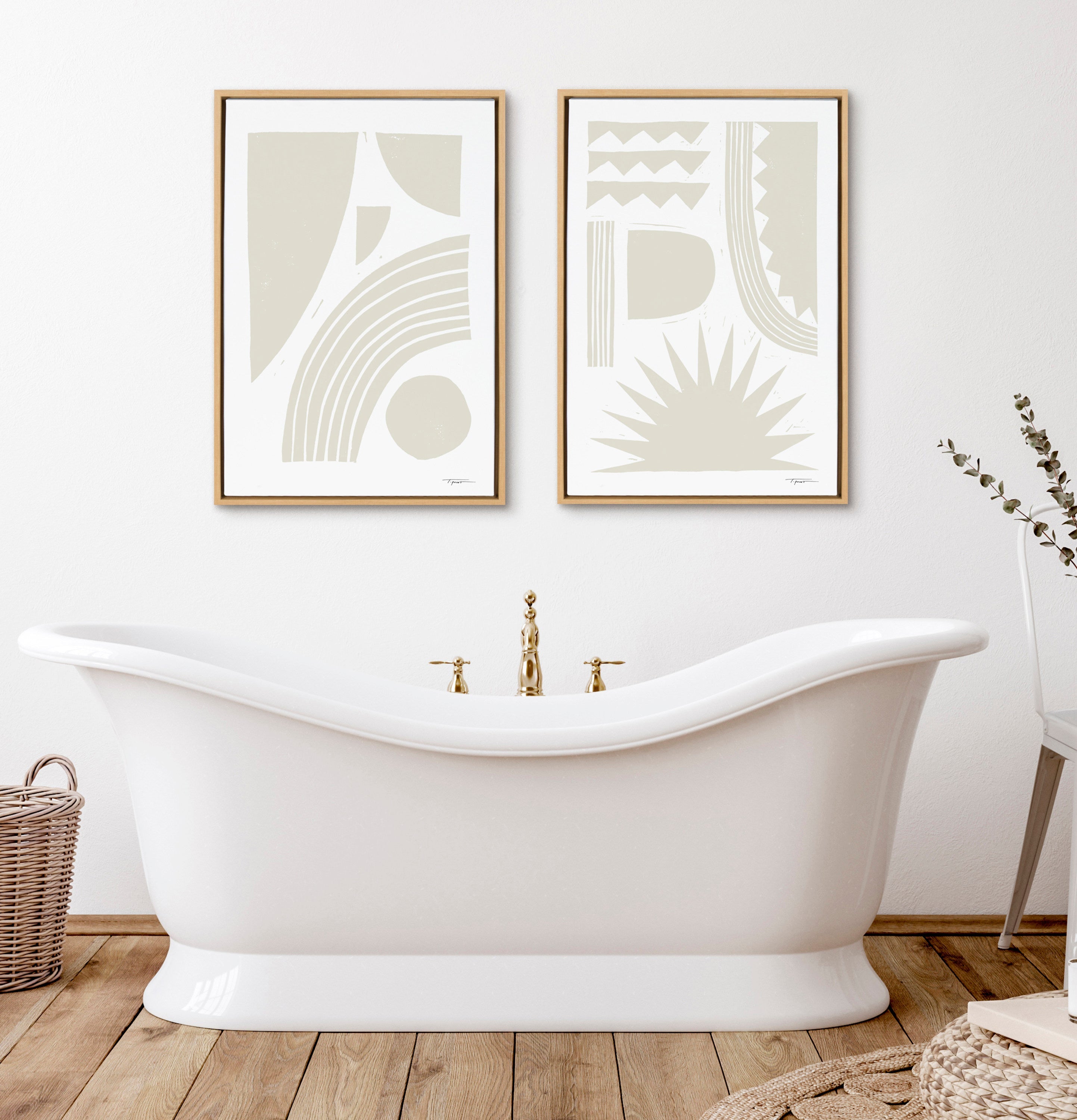 Sylvie Burst Neutral Framed Canvas by kateandlaurel - product image 5 for Resin Society