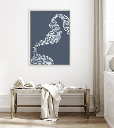 Sylvie Rich Blue Abstract River Framed Canvas by kateandlaurel - product image 4 for Resin Society