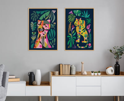 Sylvie Tiger in the Forest Framed Canvas by Rachel Lee