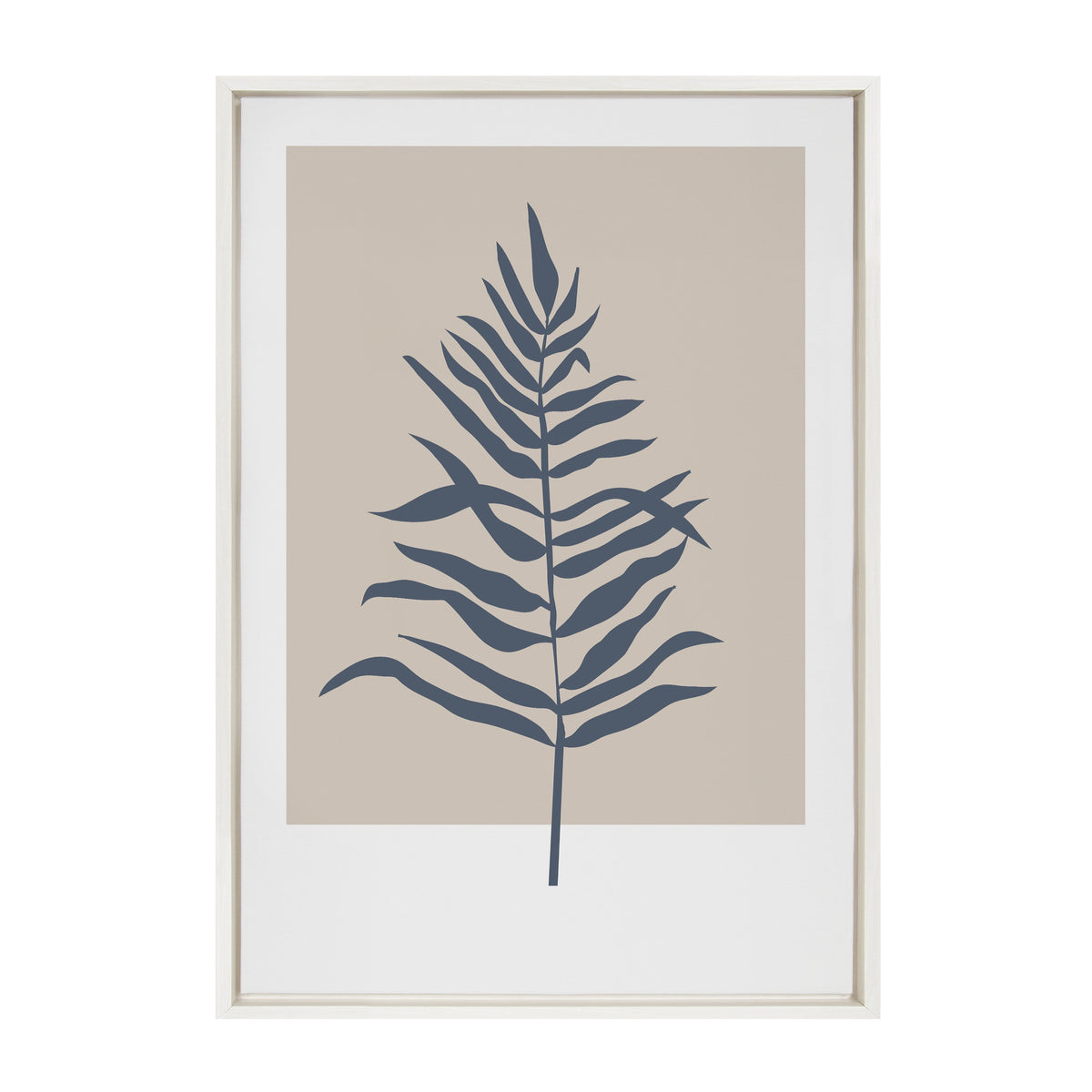 Sylvie Muted Tan and Blue Colorblock Botanical Fern Framed Canvas by kateandlaurel - product image 2 for Resin Society