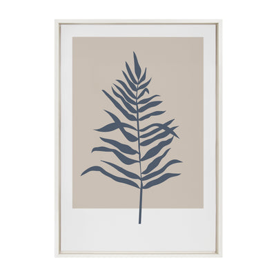 Sylvie Muted Tan and Blue Colorblock Botanical Fern Framed Canvas by kateandlaurel - product image 2 for Resin Society