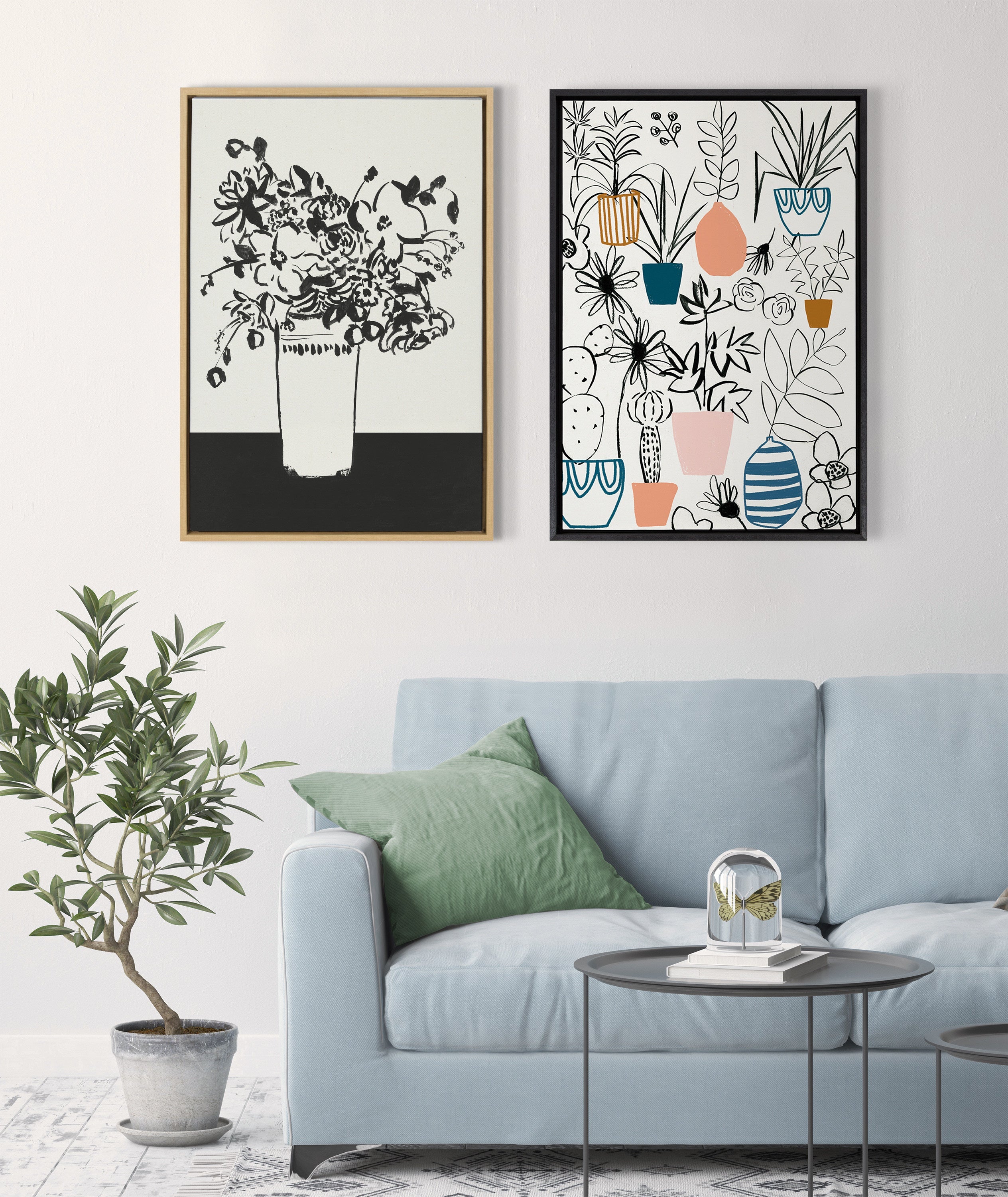 Sylvie 1043 Black and White Vase Framed Canvas by Teju Reval of by kateandlaurel - product image 11 for Resin Society