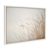 Framed canvas showing delicate beige marsh grass against a soft, light gray background with a minimalist, airy composition.