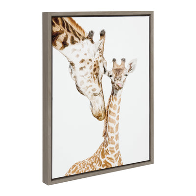 Sylvie Mother and Baby Giraffe Portrait framed canvas art by Amy Peterson Art Studio, showing a giraffe mother and baby