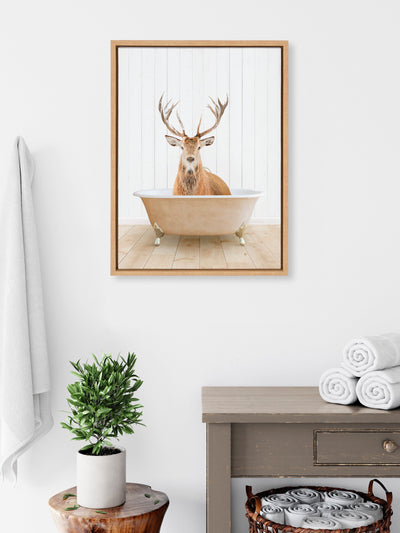 Sylvie Stag Farmhouse Bath Framed Canvas by kateandlaurel - product image 4 for Resin Society