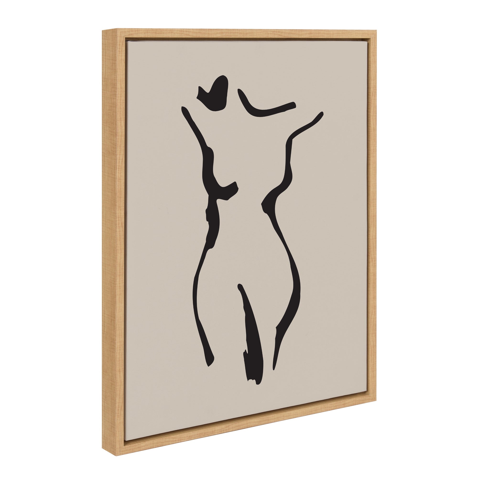 Sylvie Minimalist Neutral Line Art Drawing Body Framed Canvas by kateandlaurel - main product image for Resin Society