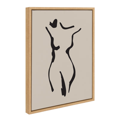 Sylvie Minimalist Neutral Line Art Drawing Body Framed Canvas by kateandlaurel - main product image for Resin Society