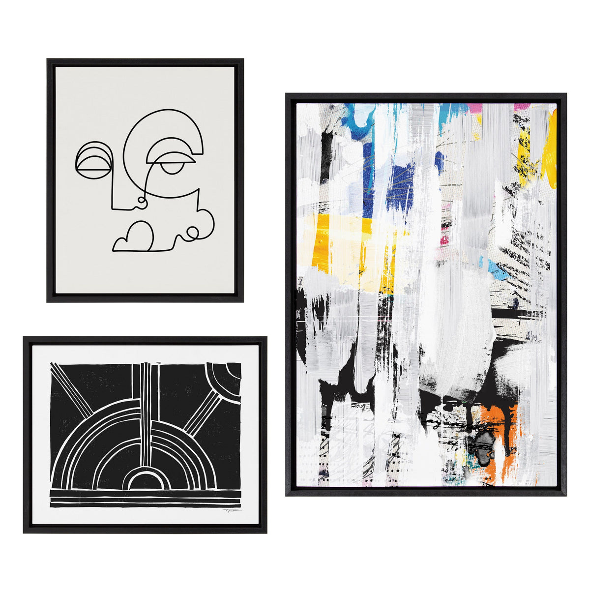 Sylvie NC Street Art 2, Inner Battle, and Abstract Sunset Framed Canvas by kateandlaurel - main product image for Resin Society