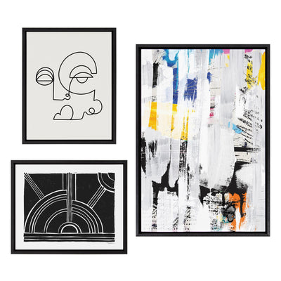 Sylvie NC Street Art 2, Inner Battle, and Abstract Sunset Framed Canvas by kateandlaurel - main product image for Resin Society