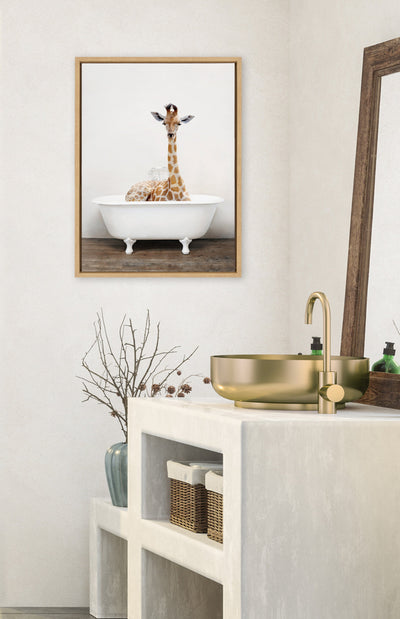 Sylvie Giraffe 2 in the Tub Color Framed Canvas by kateandlaurel - product image 14 for Resin Society
