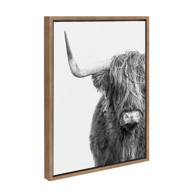 Sylvie B&W Highland Cow No. 1 Framed Canvas by Amy Peterson Art Studio