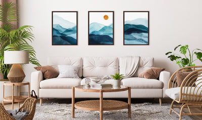 Sylvie Blue Mountain Range Framed Canvas Set by kateandlaurel - product image 4 for Resin Society