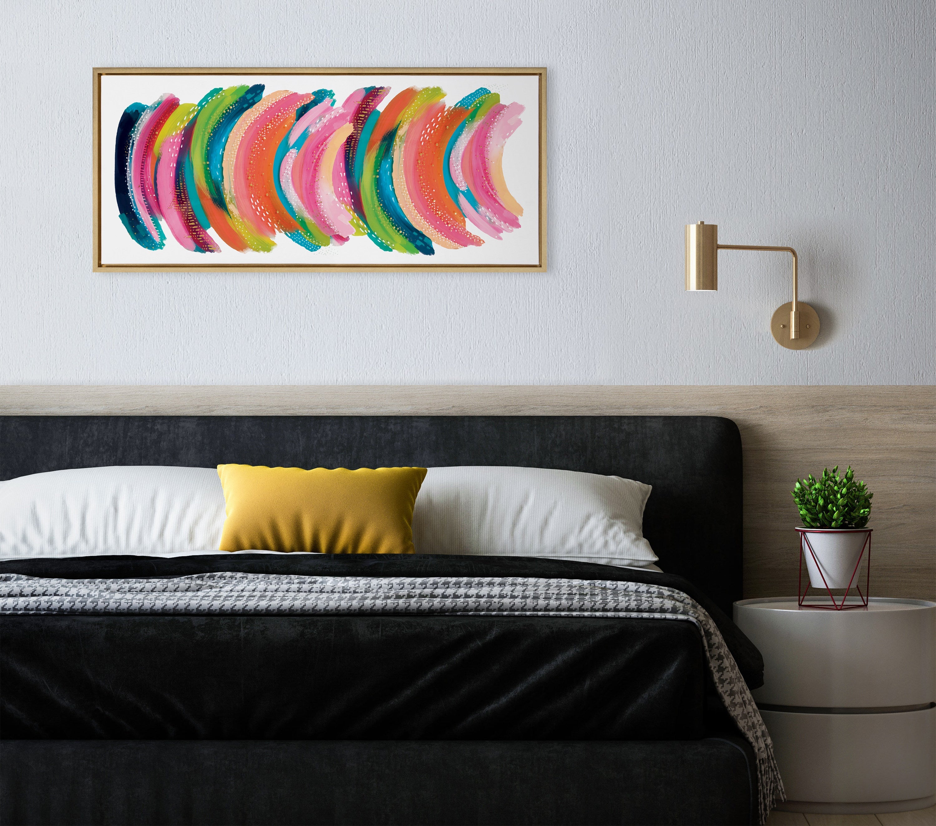Sylvie Bright Abstract Framed Canvas by kateandlaurel - product image 10 for Resin Society