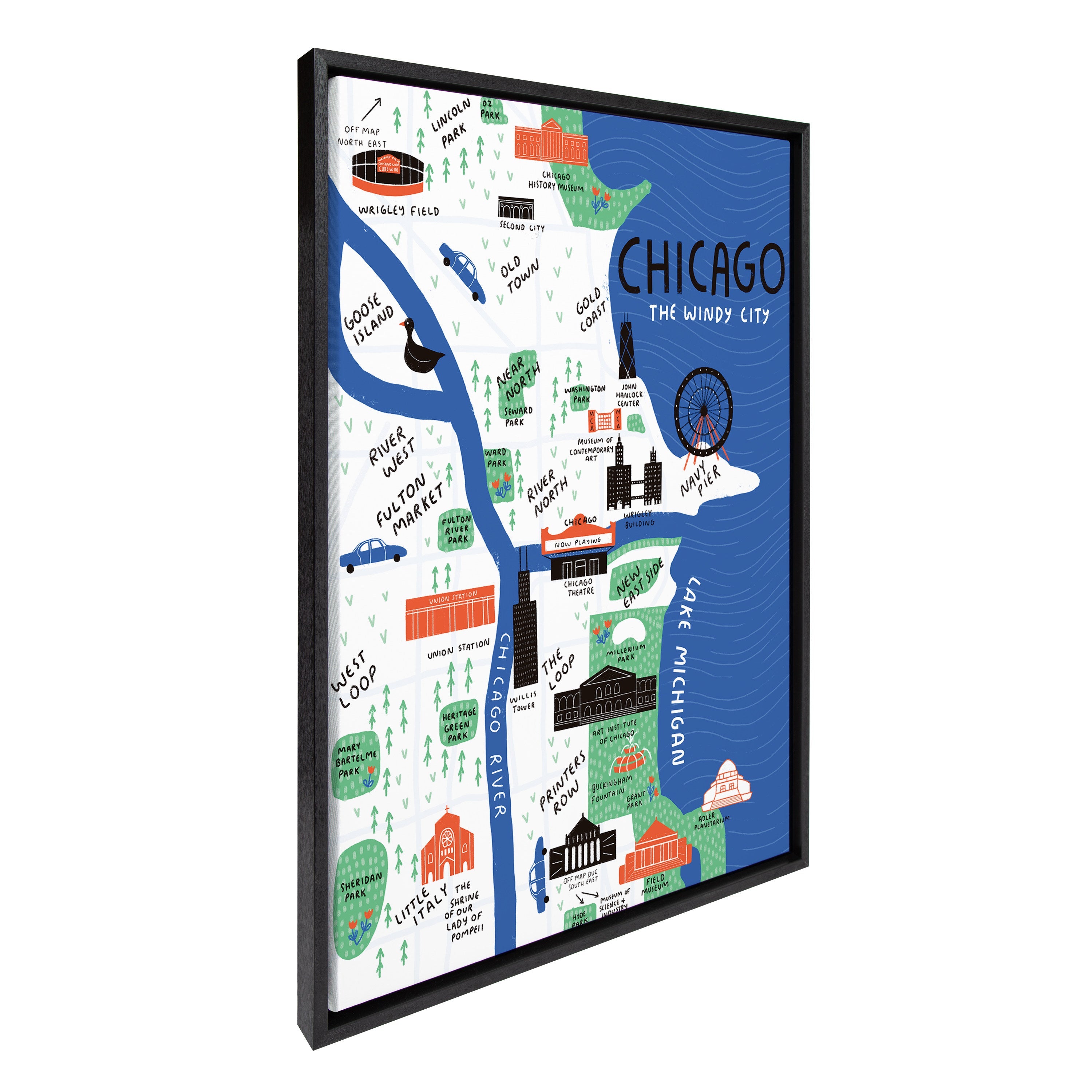 Sylvie Chicago Illustration Framed Canvas by kateandlaurel - product image 9 for Resin Society