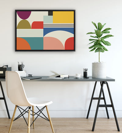 Sylvie Mid Century Modern Pattern Framed Canvas
