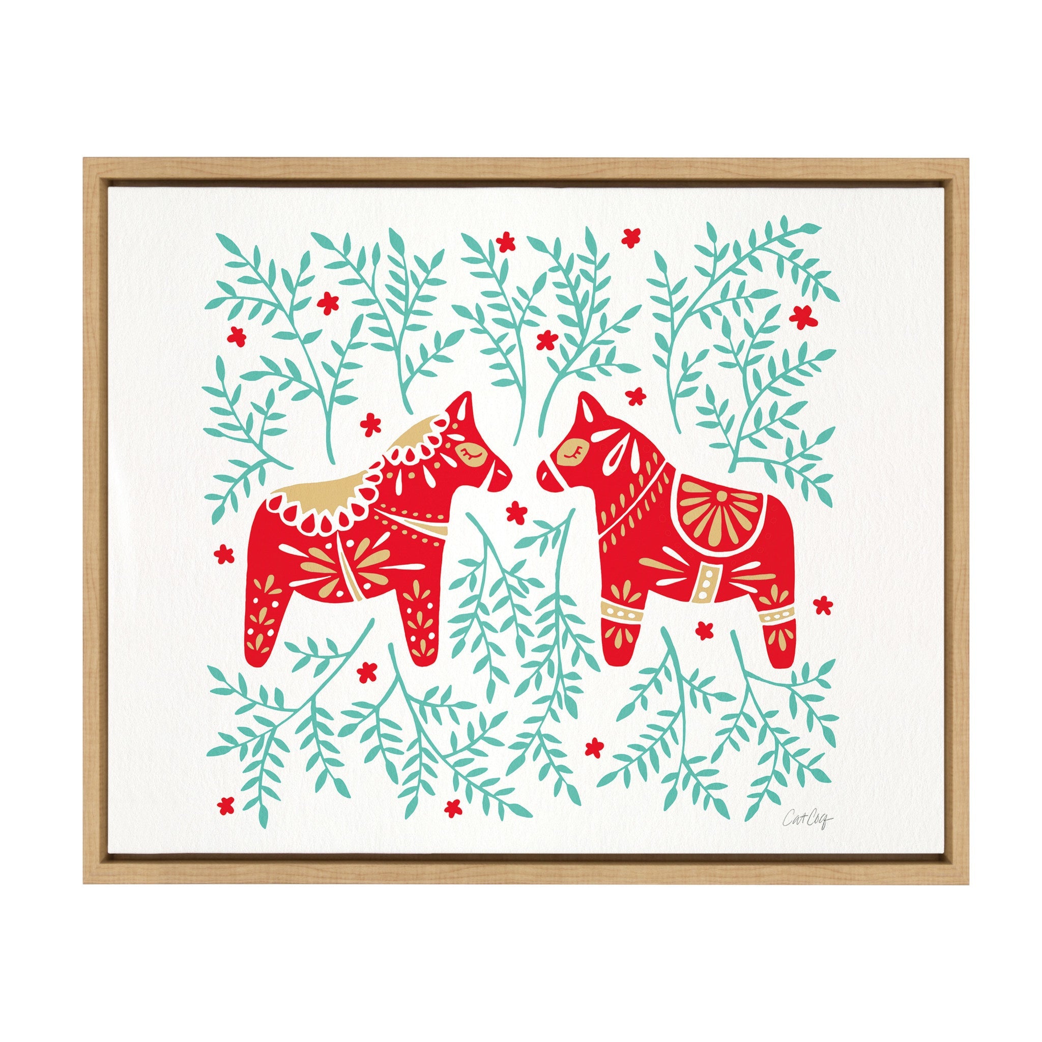 Sylvie Swedish Dala Horses Framed Canvas by kateandlaurel - product image 2 for Resin Society