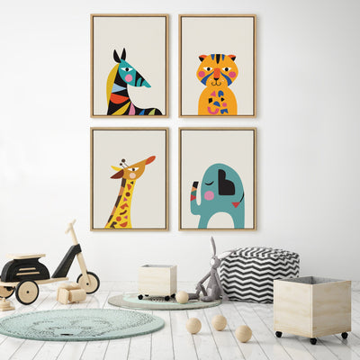 Sylvie Mid Century Modern Baby Elephant Framed Canvas by kateandlaurel - product image 8 for Resin Society