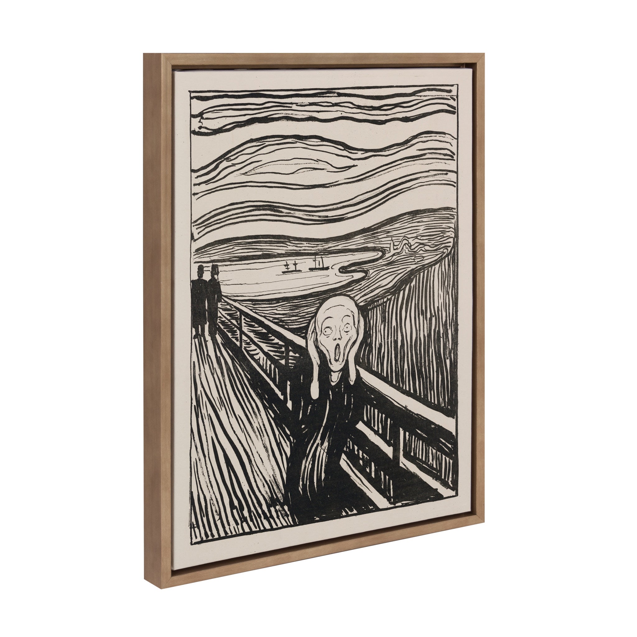 Framed canvas art of Edvard Munch's The Scream 1895 with gold lightweight frame