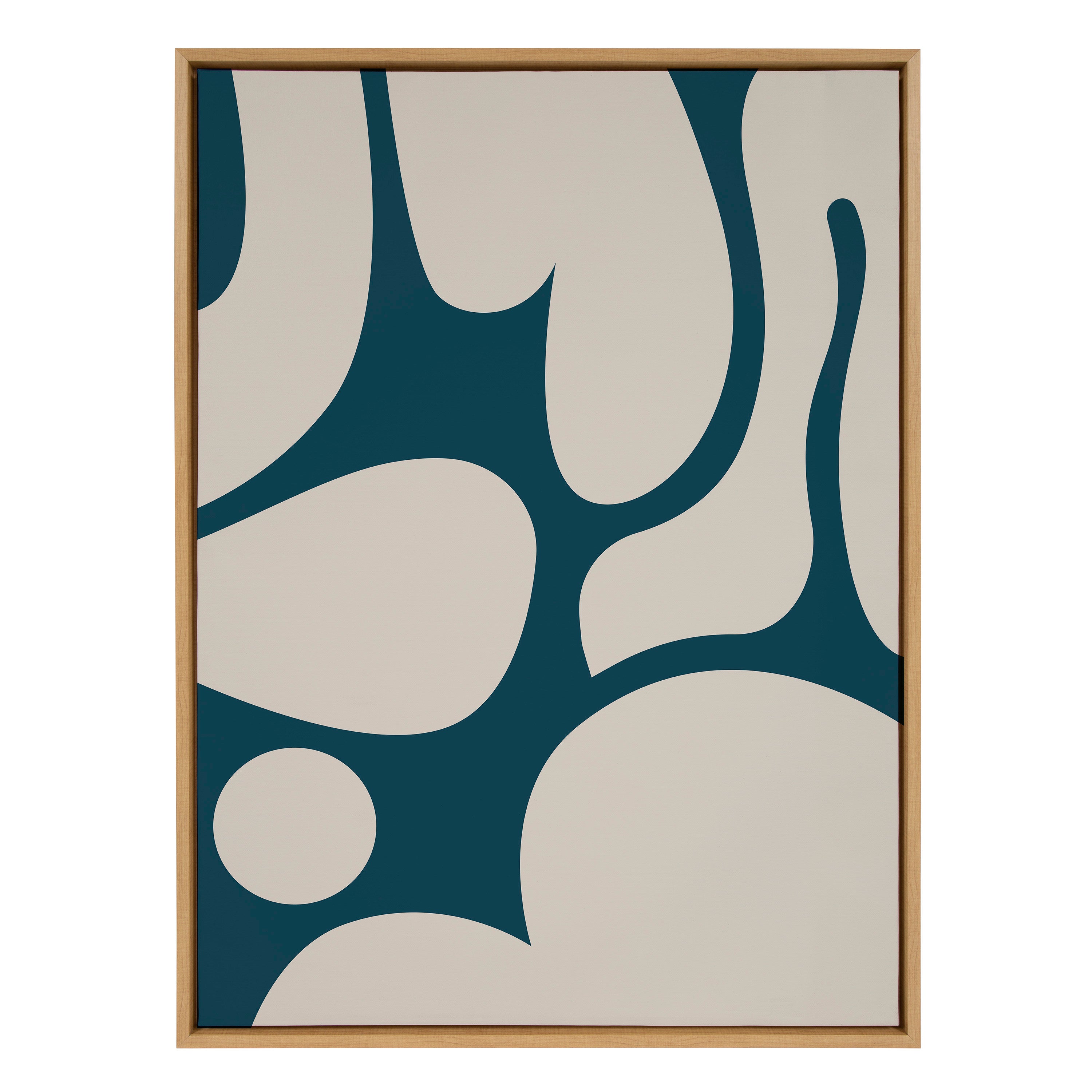 Sylvie Groovy Happy Abstract Dark Green Teal and Tan Framed Canvas by kateandlaurel - product image 7 for Resin Society