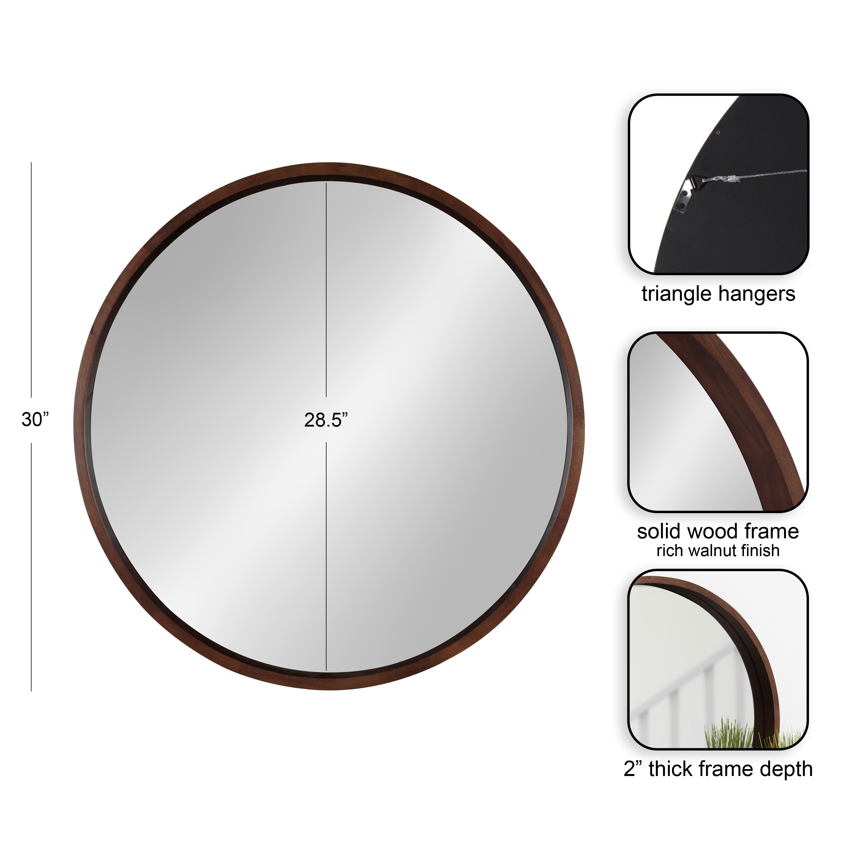 Hutton Round Wood Wall Mirror