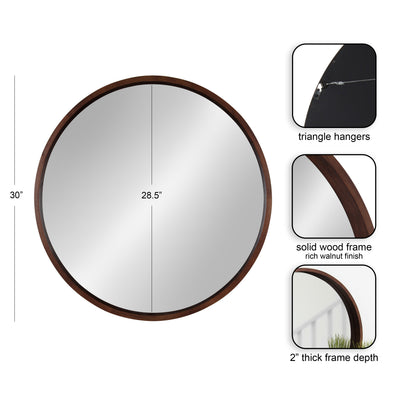 Hutton Round Wood Wall Mirror