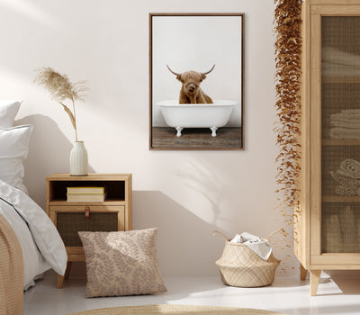 Sylvie Highland Cow in Tub Color Framed Canvas by kateandlaurel - product image 11 for Resin Society