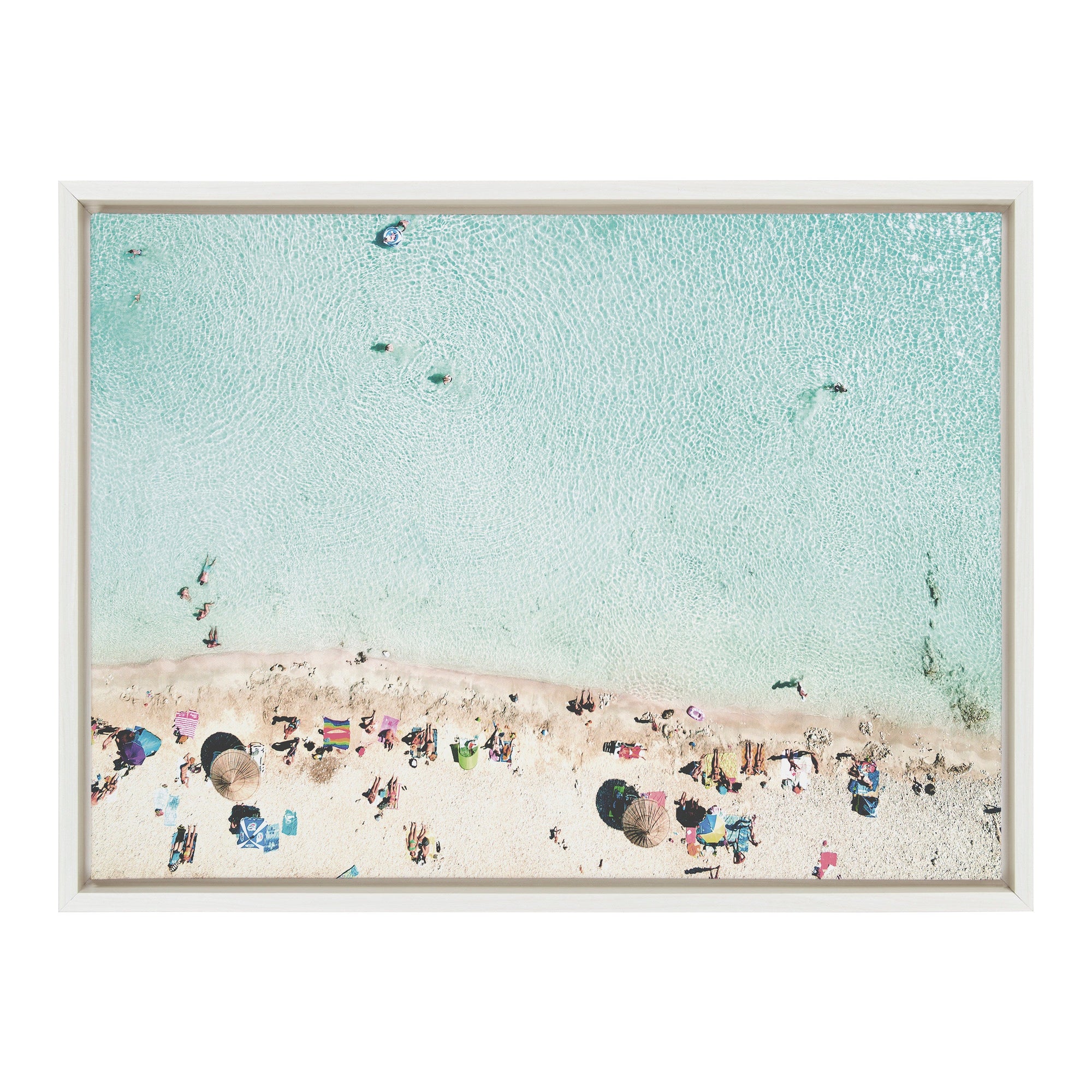 Sylvie Turquoise Beach from Above Framed Canvas by kateandlaurel - main product image for Resin Society